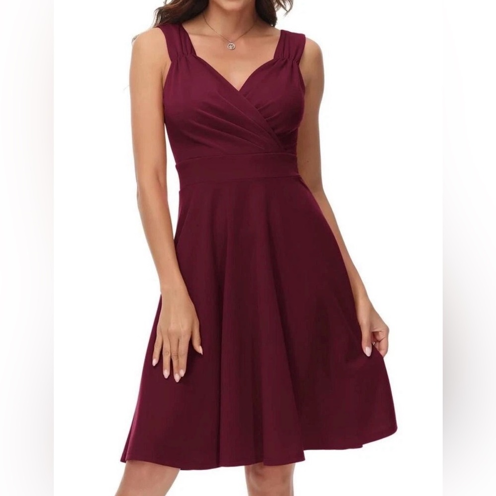 Grace Karin Sleeveless Dress Burgundy XL A-Line Bridesmaid Cocktail Party